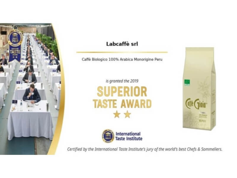 Superior Taste Award 2019 – Caffè Gioia Bio 100% Arabica Peru kétcsillagos díjjal