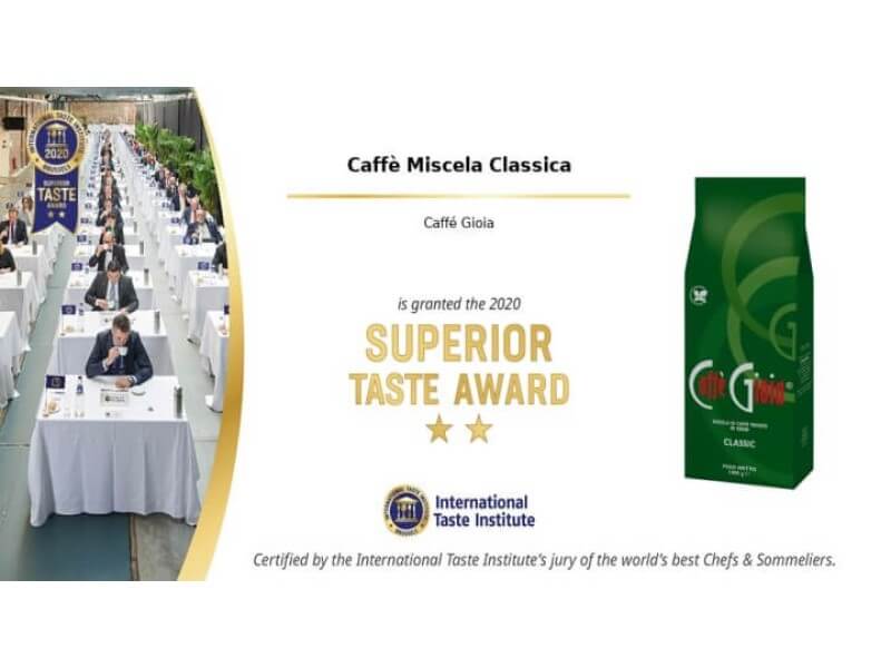 Superior Taste Award 2020 – Caffè Gioia Classic 60% Arabica blend kétcsillagos díjjal