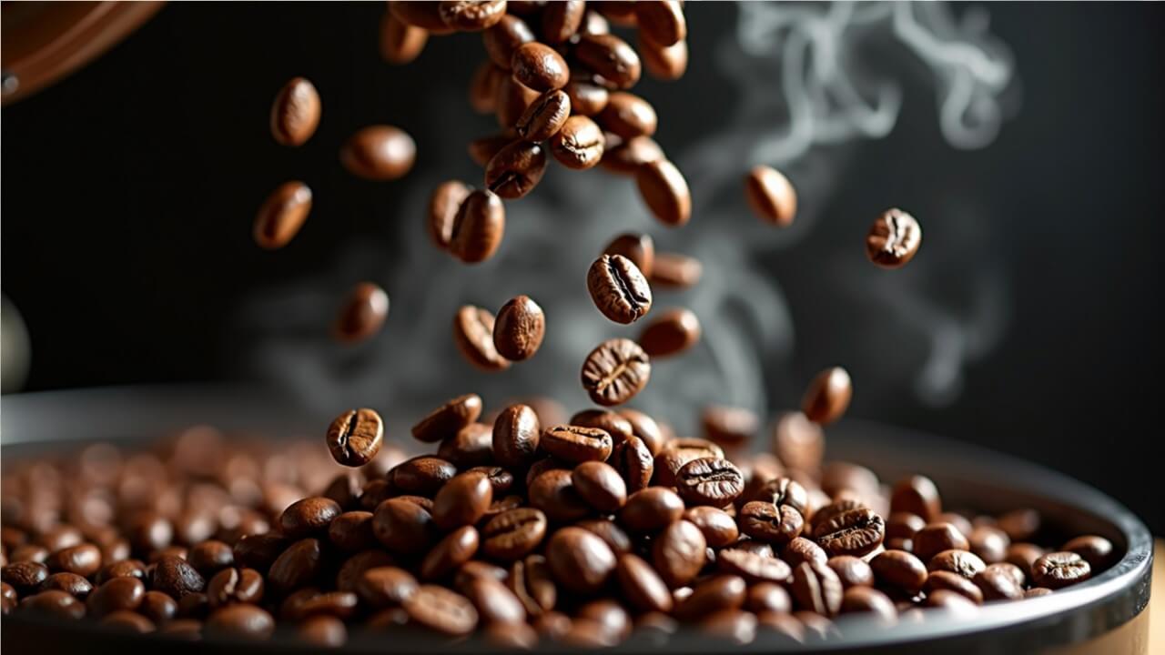 Frissen pörkölt kávészemek