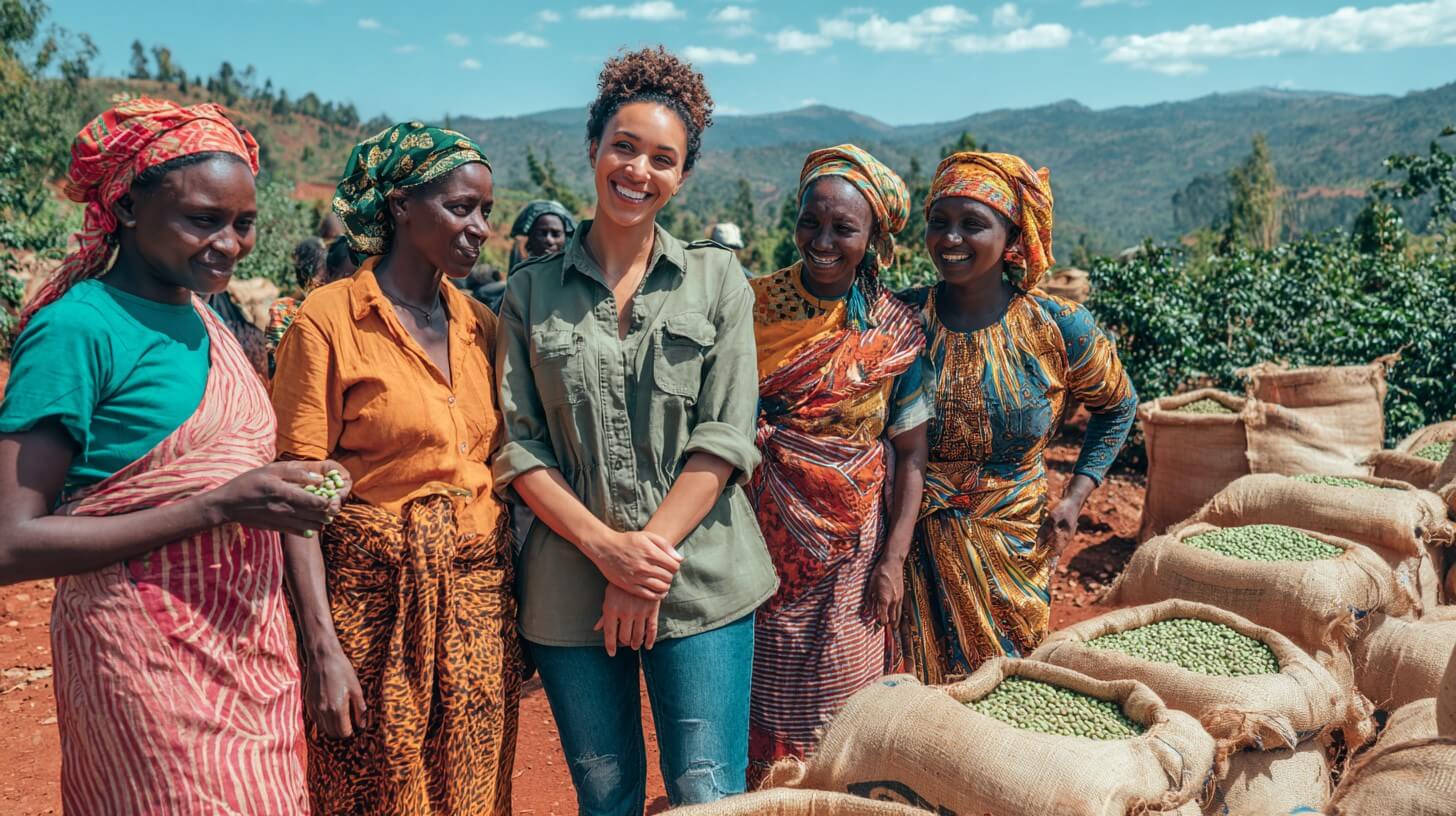 Női kávéimportőr Afrikában termelőkkel