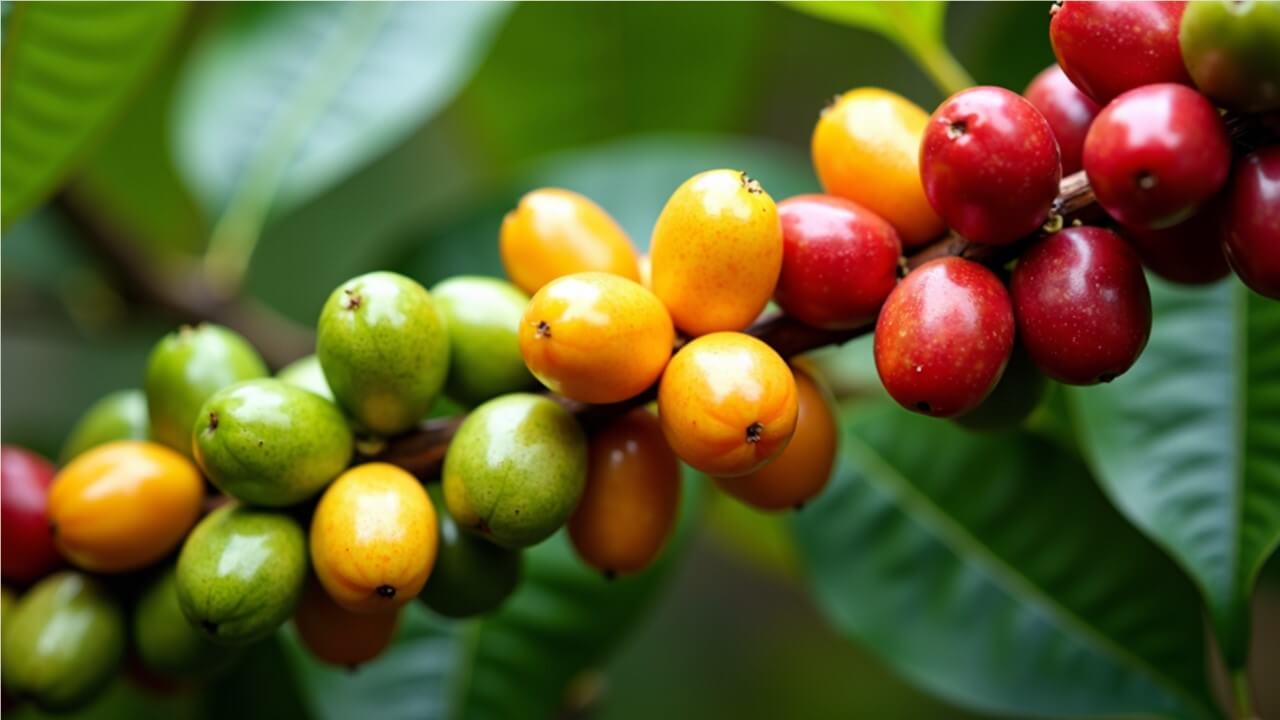 Kávécseresznye érési folyamata