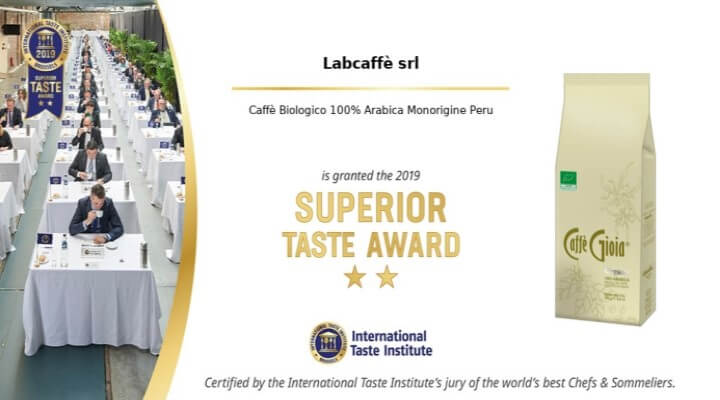 Superior Taste Award 2019 – Caffè Gioia Bio 100% Arabica Peru kétcsillagos díjjal