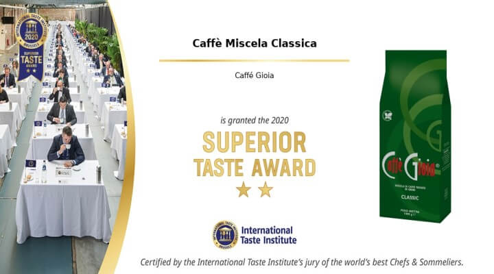 Superior Taste Award 2020 – Caffè Gioia Classic 60% Arabica blend kétcsillagos díjjal